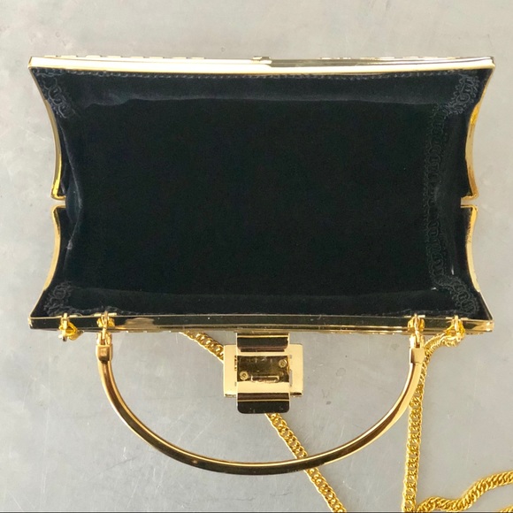 Black & Gold Croc Print Evening Bag - Picture 7 of 11